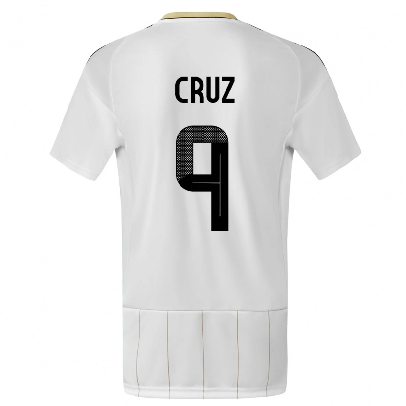 Danxen Uomo Maglia Costa Rica Esteban Cruz #9 Bianco Kit Gara Away 24-26 Maglietta