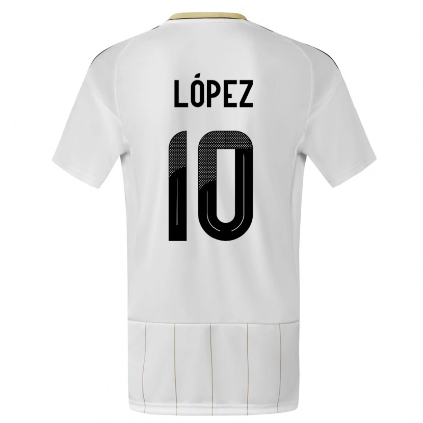 Danxen Uomo Maglia Costa Rica Sebastián López #10 Bianco Kit Gara Away 24-26 Maglietta
