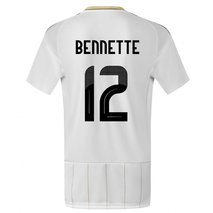 Danxen Uomo Maglia Costa Rica Nick Bennette #12 Bianco Kit Gara Away 24-26 Maglietta