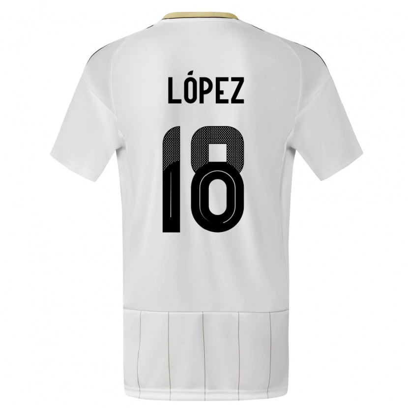Danxen Uomo Maglia Costa Rica Jafeth López #18 Bianco Kit Gara Away 24-26 Maglietta