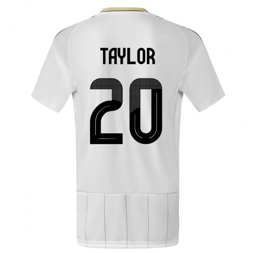 Danxen Uomo Maglia Costa Rica Gerald Taylor #20 Bianco Kit Gara Away 24-26 Maglietta