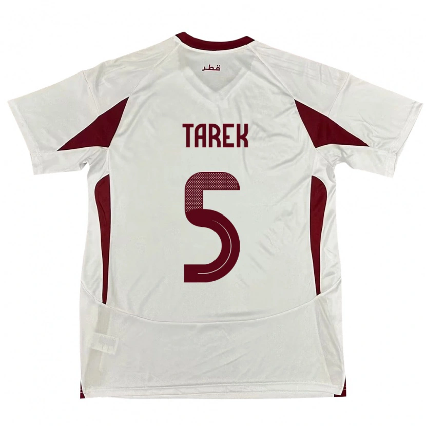 Danxen Uomo Maglia Qatar Tarek Salman #5 Bianco Kit Gara Away 24-26 Maglietta