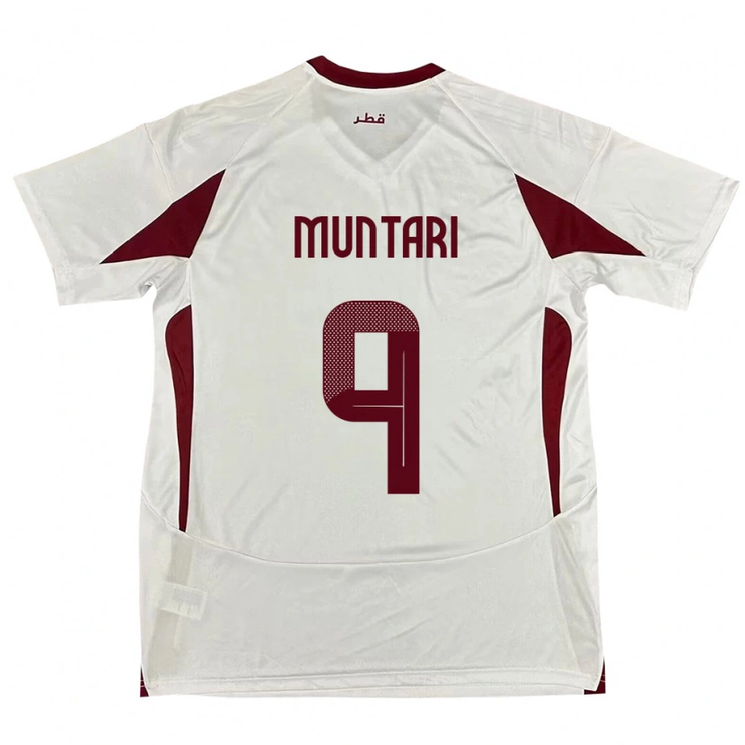 Danxen Uomo Maglia Qatar Mohammed Muntari #9 Bianco Kit Gara Away 24-26 Maglietta