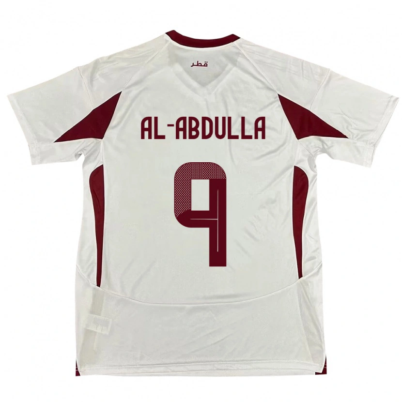 Danxen Uomo Maglia Qatar Rashid Al-Abdulla #9 Bianco Kit Gara Away 24-26 Maglietta