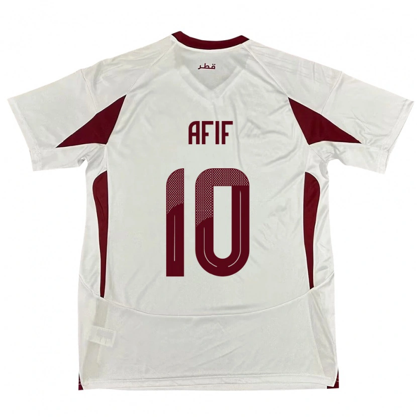 Danxen Uomo Maglia Qatar Akram Afif #10 Bianco Kit Gara Away 24-26 Maglietta