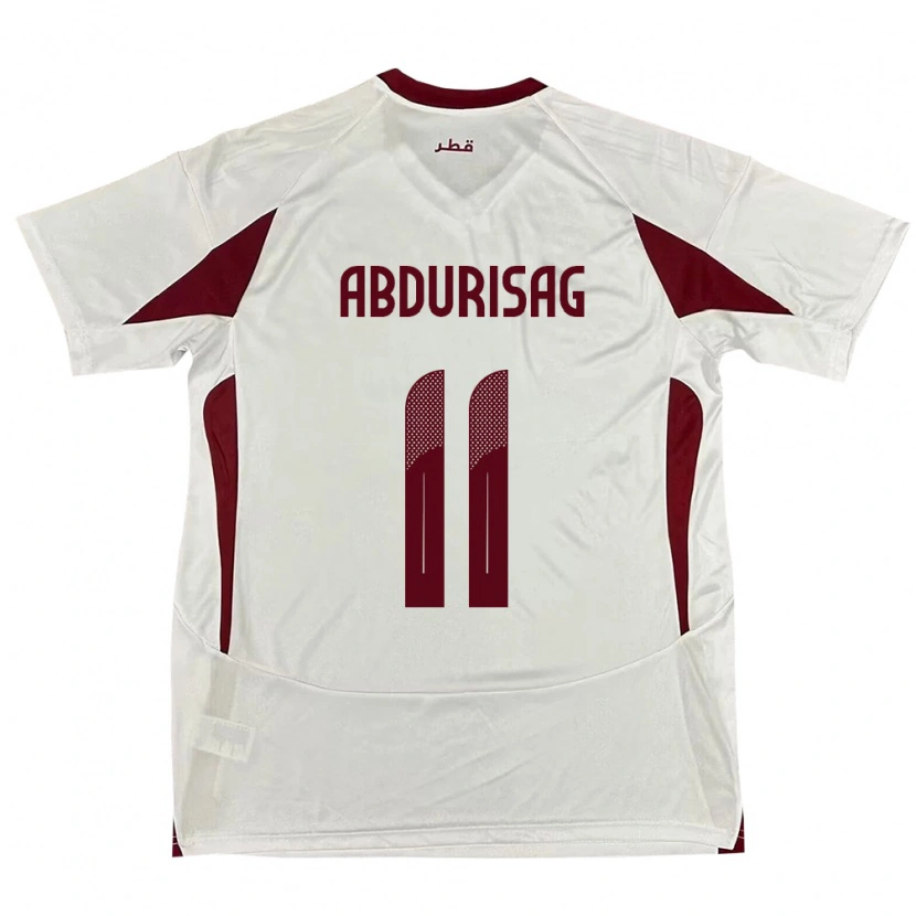 Danxen Uomo Maglia Qatar Yusuf Abdurisag #11 Bianco Kit Gara Away 24-26 Maglietta