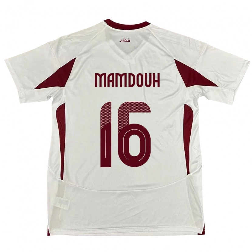 Danxen Uomo Maglia Qatar Bahaa Mamdouh #16 Bianco Kit Gara Away 24-26 Maglietta