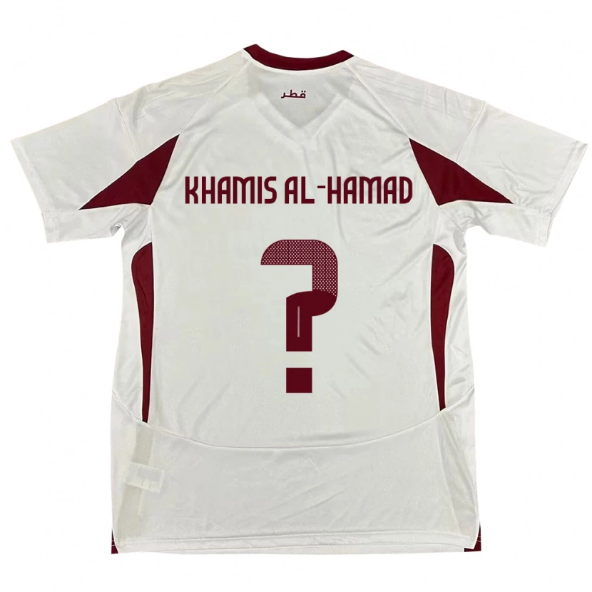 Danxen Uomo Maglia Qatar Saoud Khamis Al-Hamad #0 Bianco Kit Gara Away 24-26 Maglietta