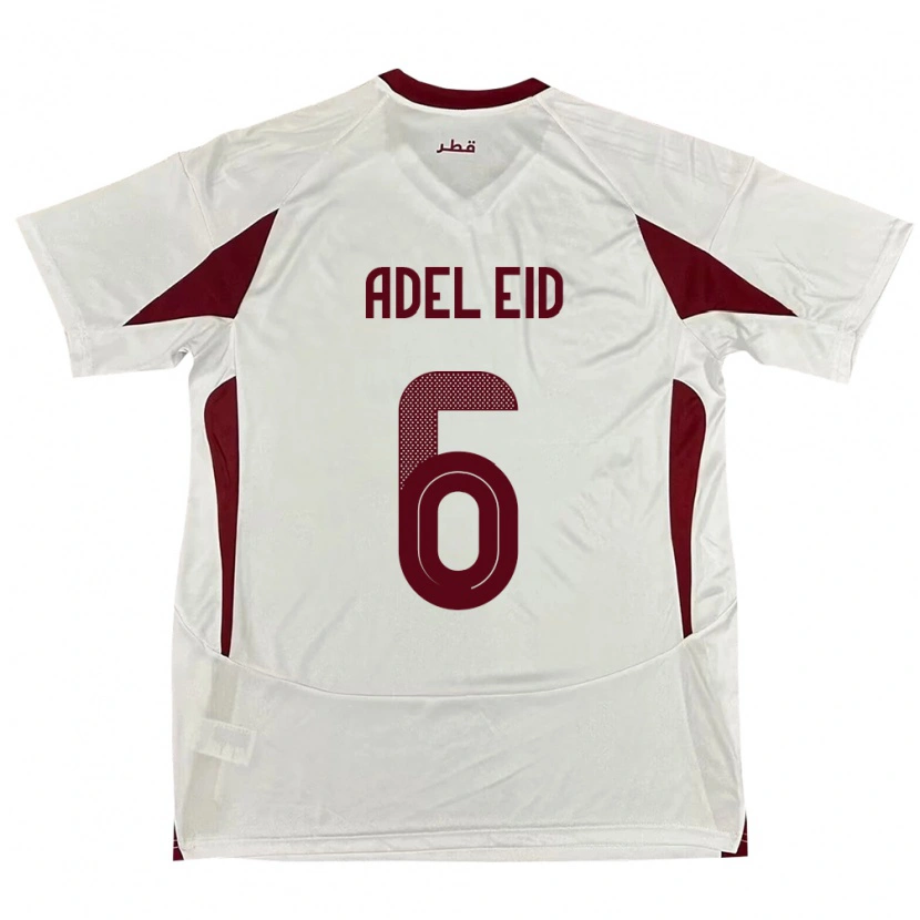 Danxen Uomo Maglia Qatar Bassam Adel Eid #6 Bianco Kit Gara Away 24-26 Maglietta