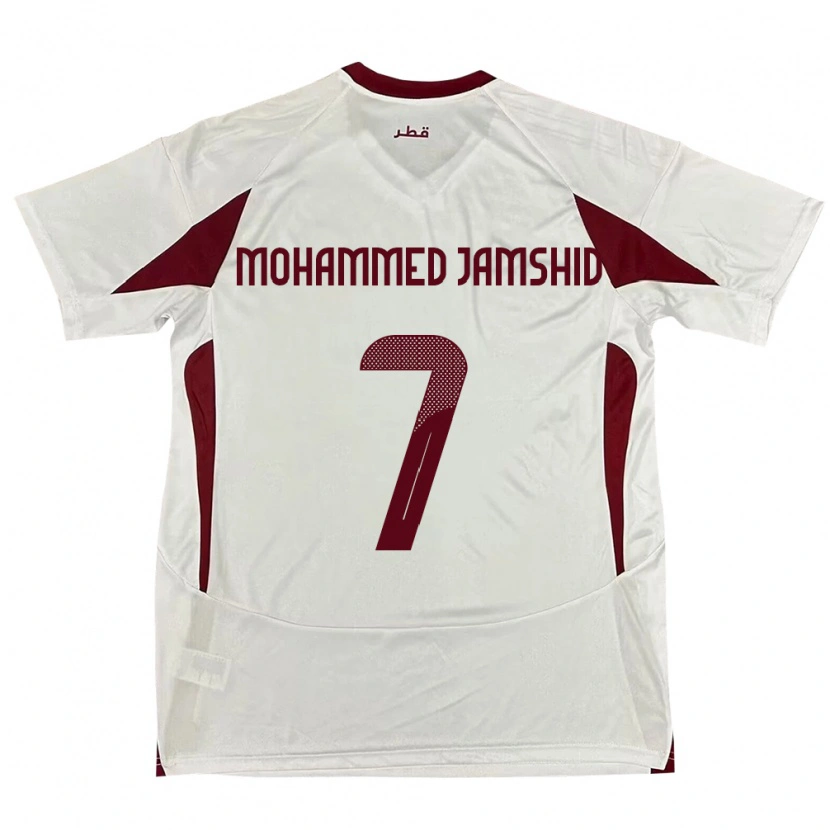 Danxen Uomo Maglia Qatar Tahsin Mohammed Jamshid #7 Bianco Kit Gara Away 24-26 Maglietta