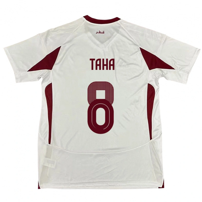 Danxen Uomo Maglia Qatar Moath Taha #8 Bianco Kit Gara Away 24-26 Maglietta