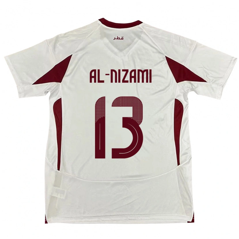 Danxen Uomo Maglia Qatar Yousef Mohammad Al-Nizami #13 Bianco Kit Gara Away 24-26 Maglietta