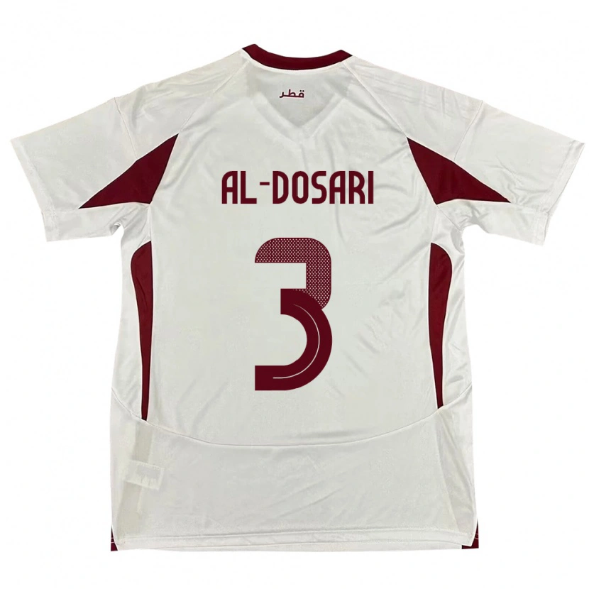 Danxen Uomo Maglia Qatar Dana Al Dosari #3 Bianco Kit Gara Away 24-26 Maglietta