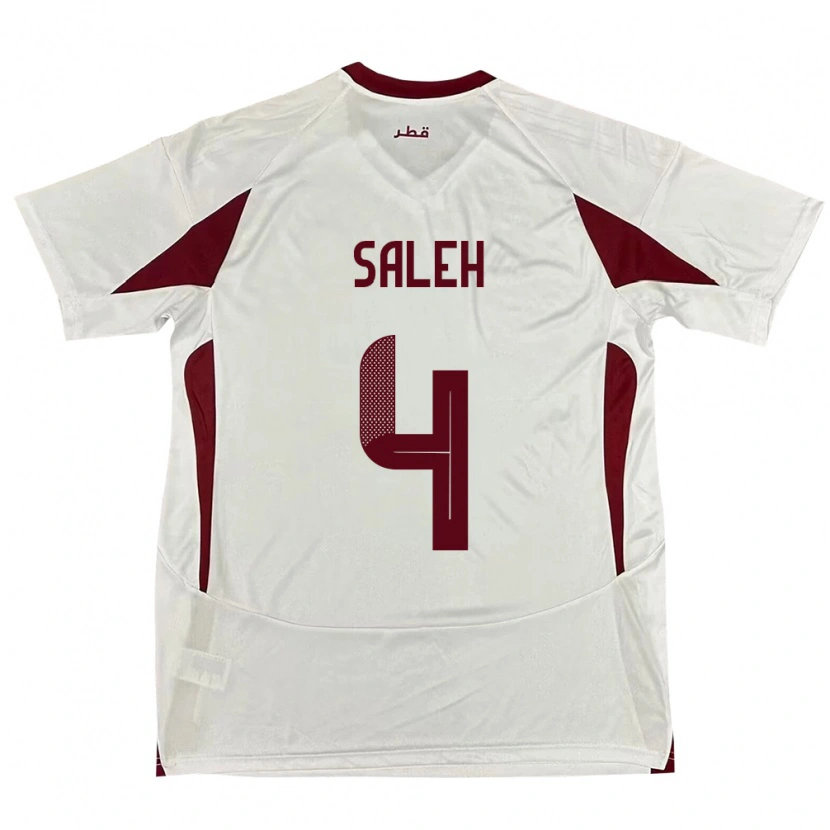 Danxen Uomo Maglia Qatar Hagar Saleh #4 Bianco Kit Gara Away 24-26 Maglietta