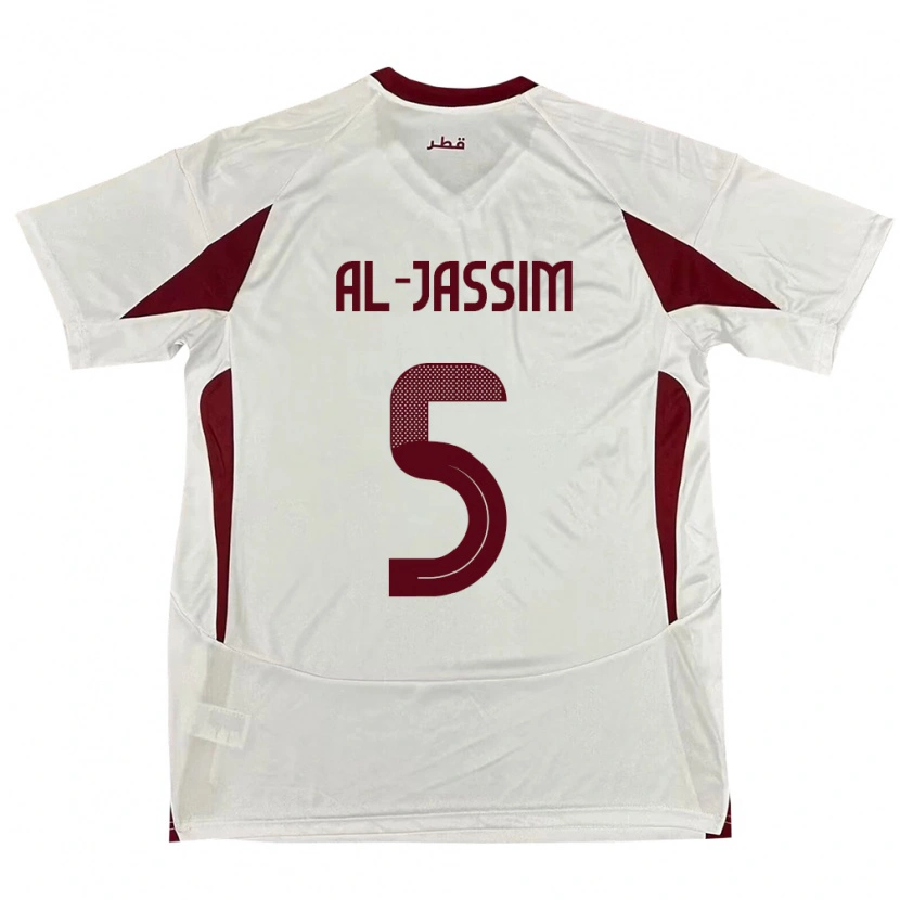 Danxen Uomo Maglia Qatar Dana Al Jassim #5 Bianco Kit Gara Away 24-26 Maglietta