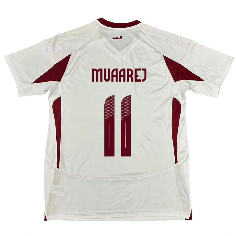 Danxen Uomo Maglia Qatar Mooza Muaarej #11 Bianco Kit Gara Away 24-26 Maglietta