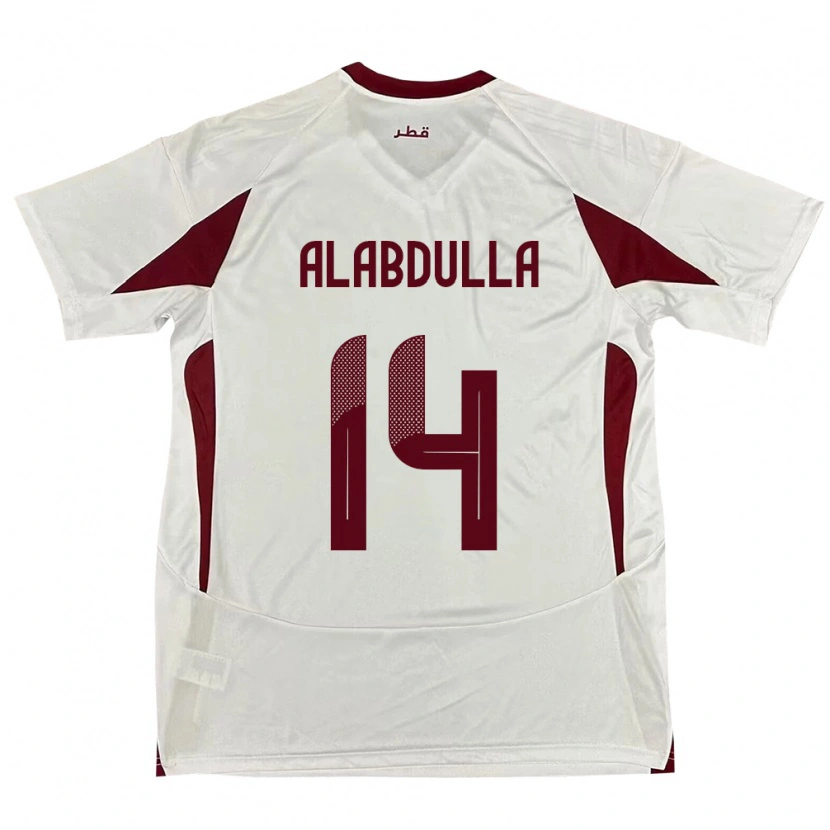 Danxen Uomo Maglia Qatar Moudhi Alabdulla #14 Bianco Kit Gara Away 24-26 Maglietta
