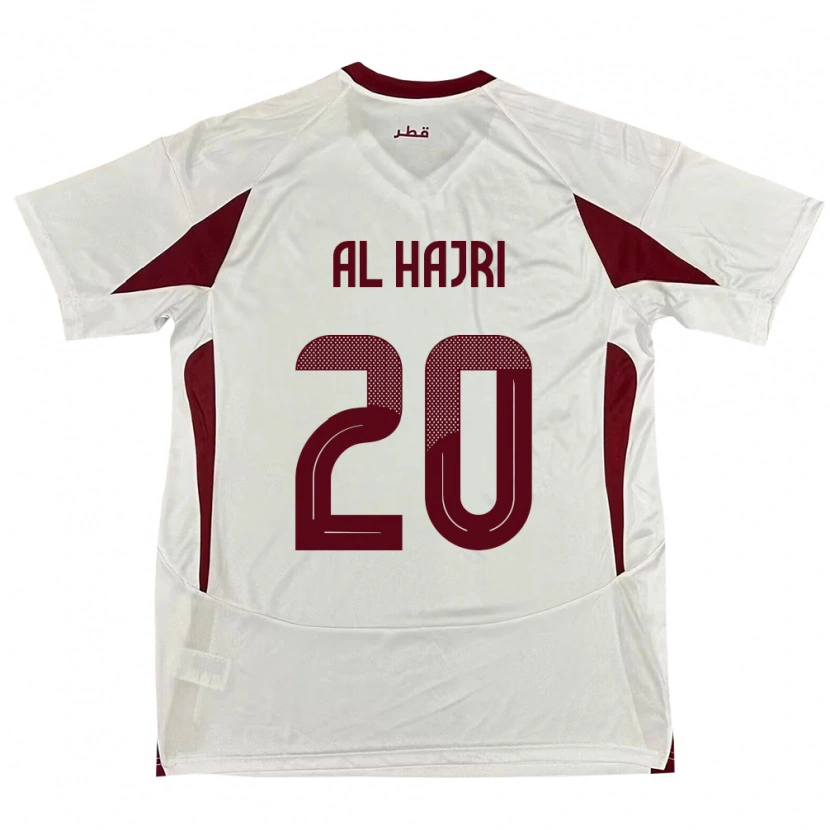 Danxen Uomo Maglia Qatar Salem Al Hajri #20 Bianco Kit Gara Away 24-26 Maglietta