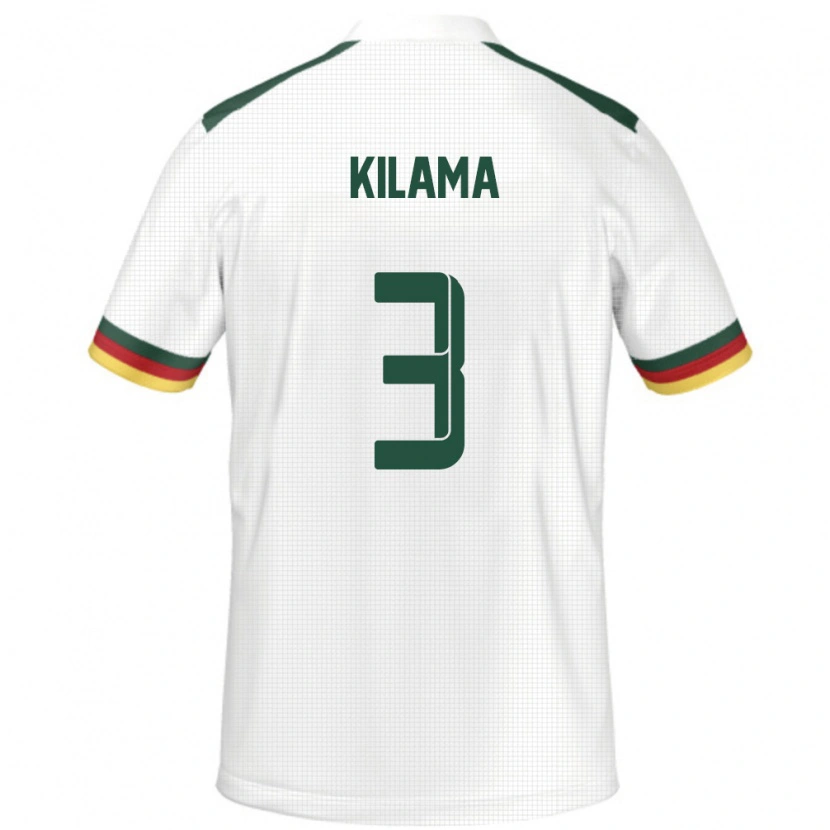 Danxen Uomo Maglia Camerun Guy-Marcelin Kilama #3 Bianco Kit Gara Away 24-26 Maglietta
