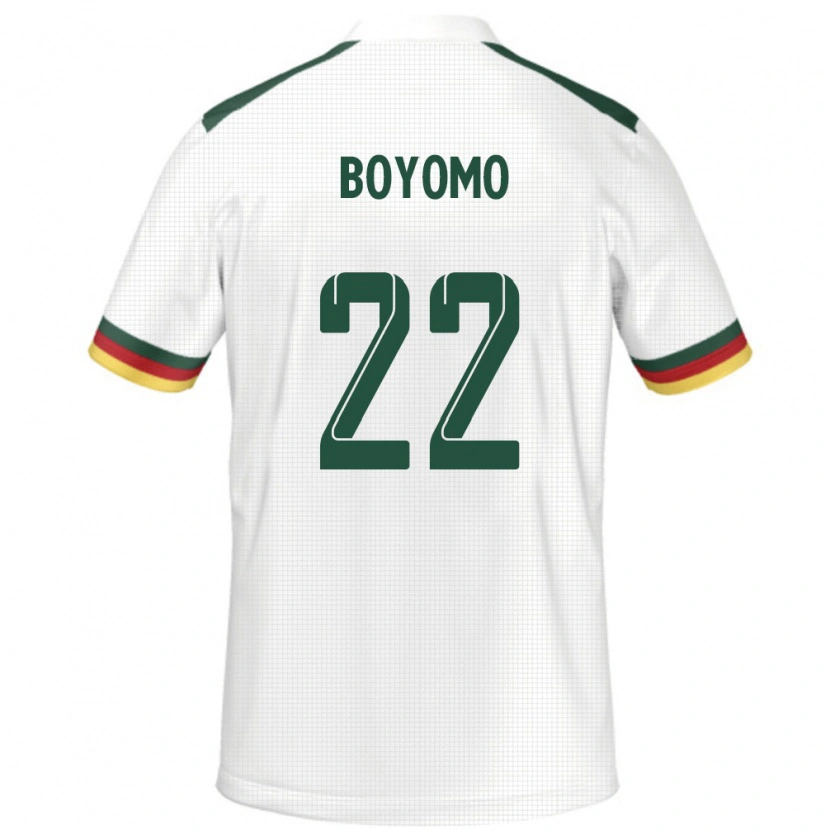 Danxen Uomo Maglia Camerun Enzo Boyomo #22 Bianco Kit Gara Away 24-26 Maglietta