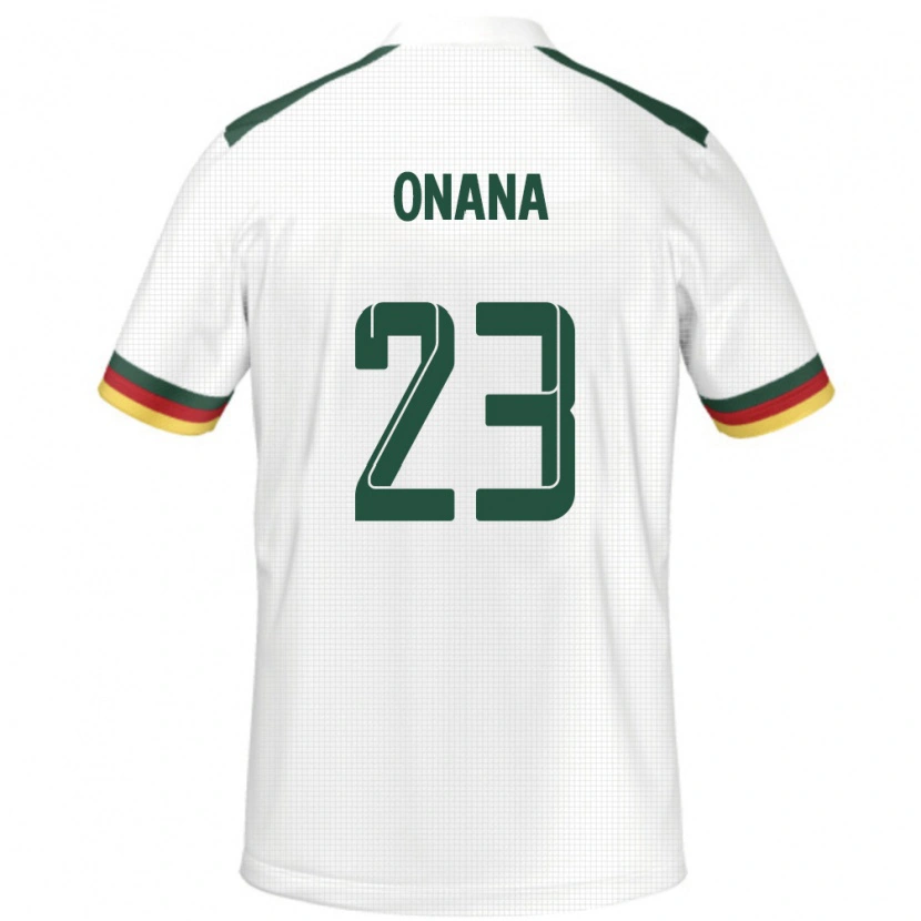 Danxen Uomo Maglia Camerun André Onana #23 Bianco Kit Gara Away 24-26 Maglietta