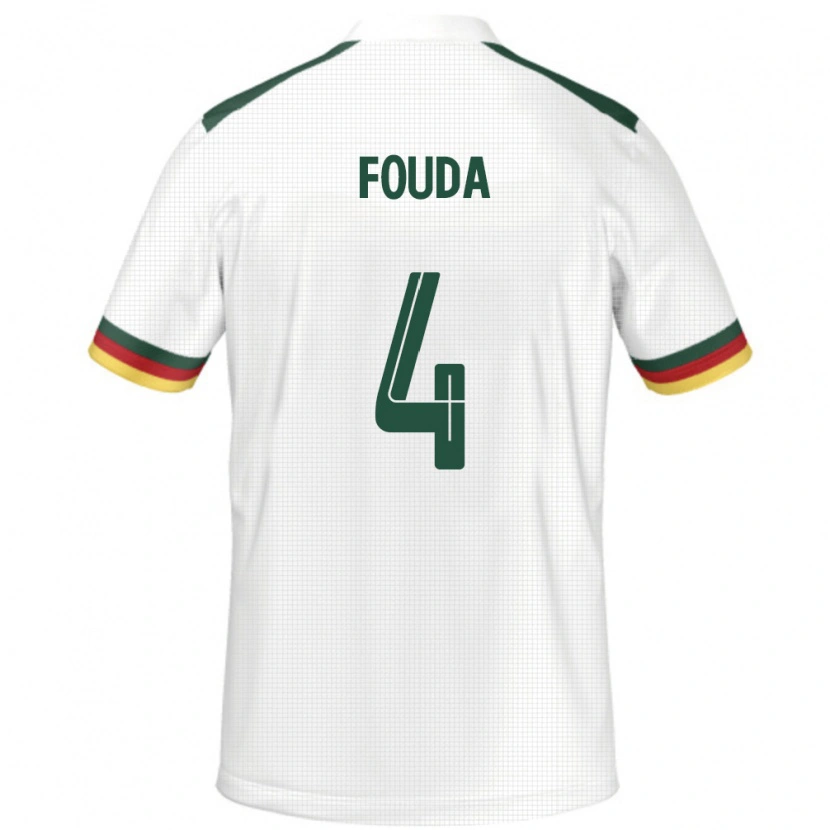 Danxen Uomo Maglia Camerun Junior Fouda #4 Bianco Kit Gara Away 24-26 Maglietta