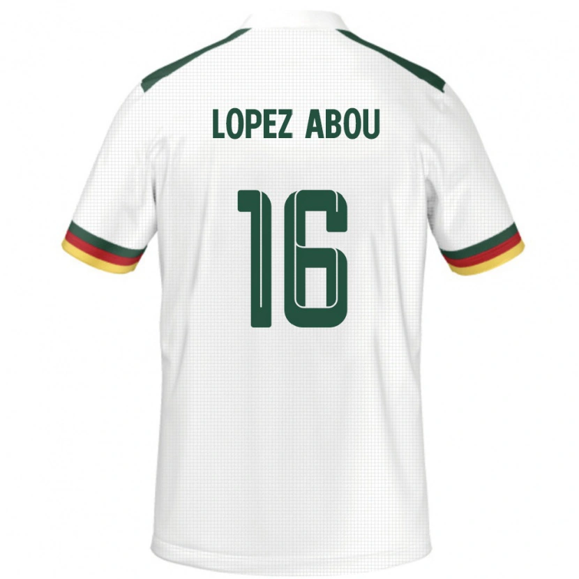 Danxen Uomo Maglia Camerun Junior Lopez Abou #16 Bianco Kit Gara Away 24-26 Maglietta
