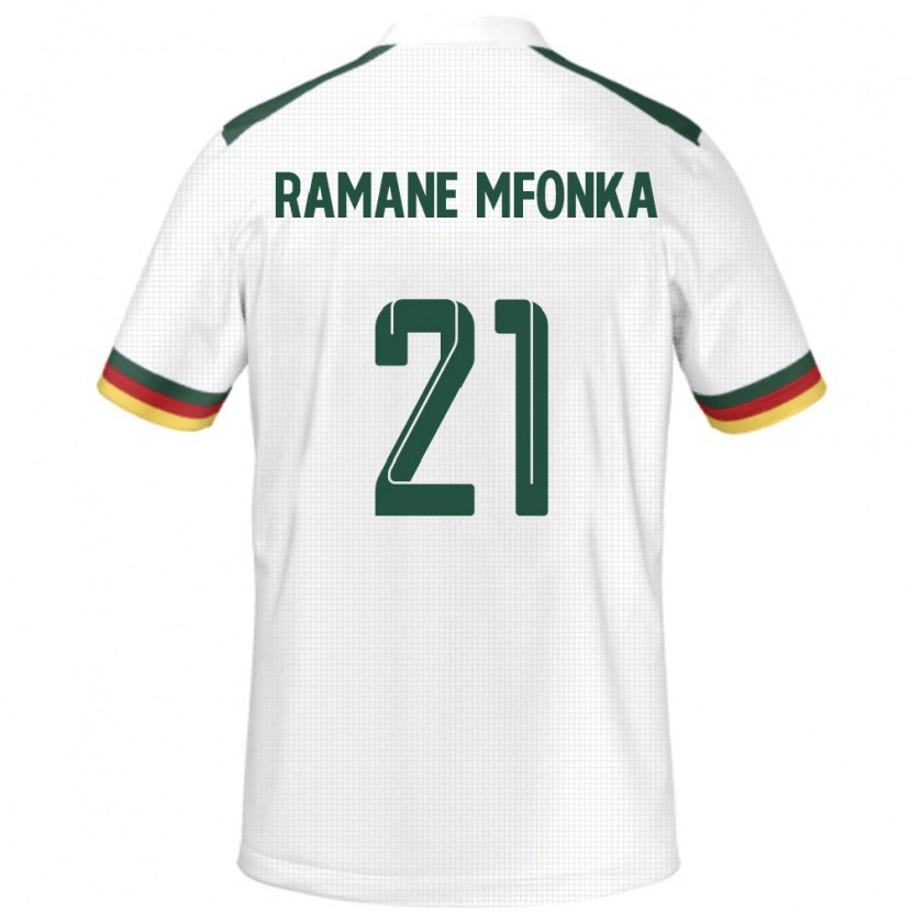 Danxen Uomo Maglia Camerun Abdel Ramane Mfonka #21 Bianco Kit Gara Away 24-26 Maglietta