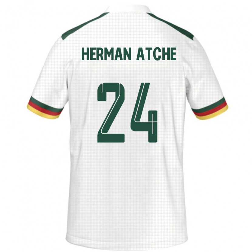 Danxen Uomo Maglia Camerun Miguel Herman Atche #24 Bianco Kit Gara Away 24-26 Maglietta