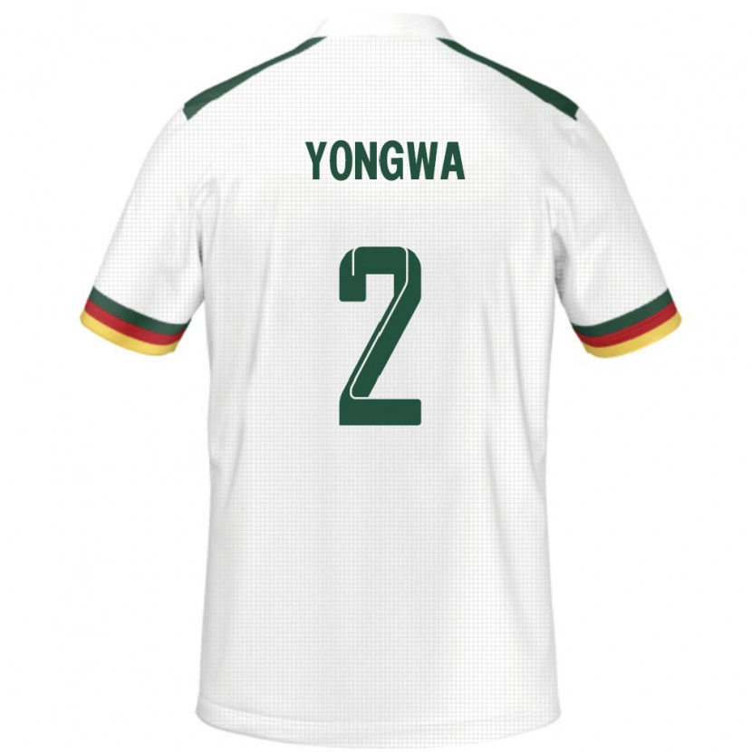 Danxen Uomo Maglia Camerun Darlin Yongwa #2 Bianco Kit Gara Away 24-26 Maglietta