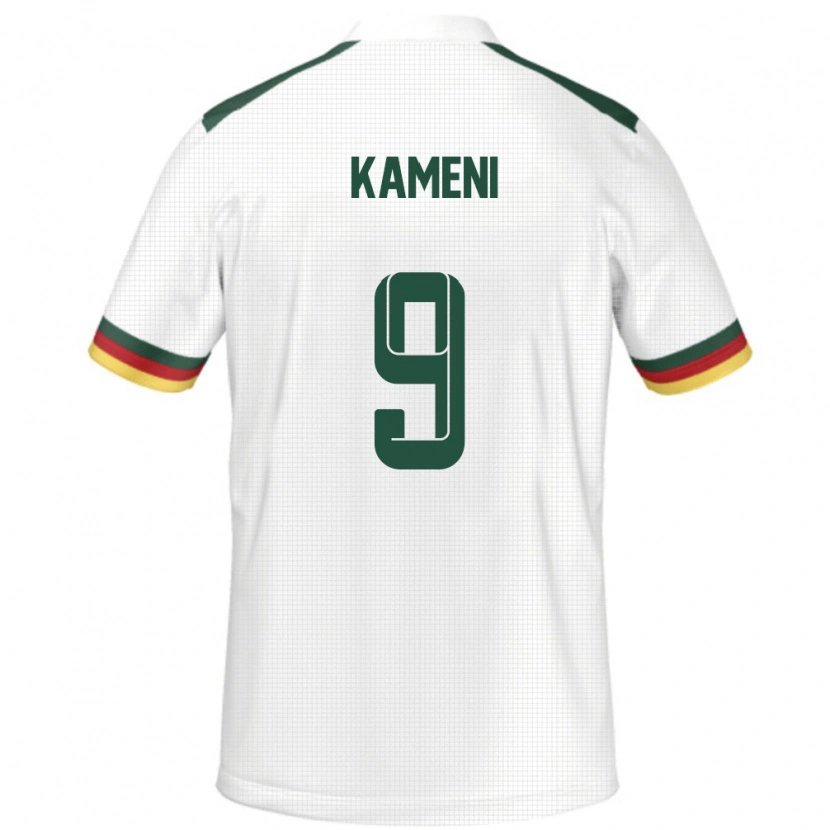 Danxen Uomo Maglia Camerun Flora Kameni #9 Bianco Kit Gara Away 24-26 Maglietta
