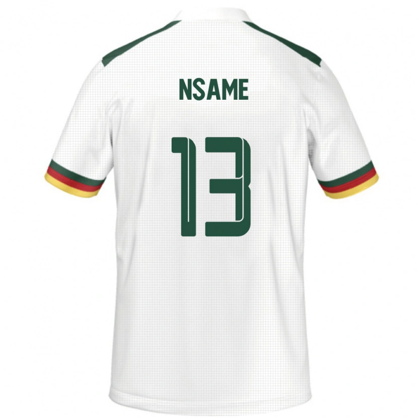 Danxen Uomo Maglia Camerun Jean-Pierre Nsame #13 Bianco Kit Gara Away 24-26 Maglietta