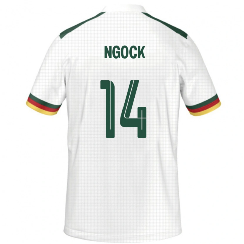 Danxen Uomo Maglia Camerun Monique Ngock #14 Bianco Kit Gara Away 24-26 Maglietta