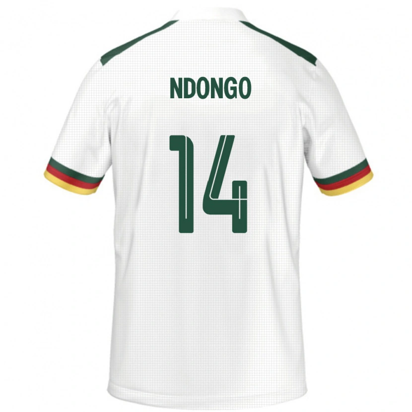 Danxen Uomo Maglia Camerun Nassourou Ndongo #14 Bianco Kit Gara Away 24-26 Maglietta