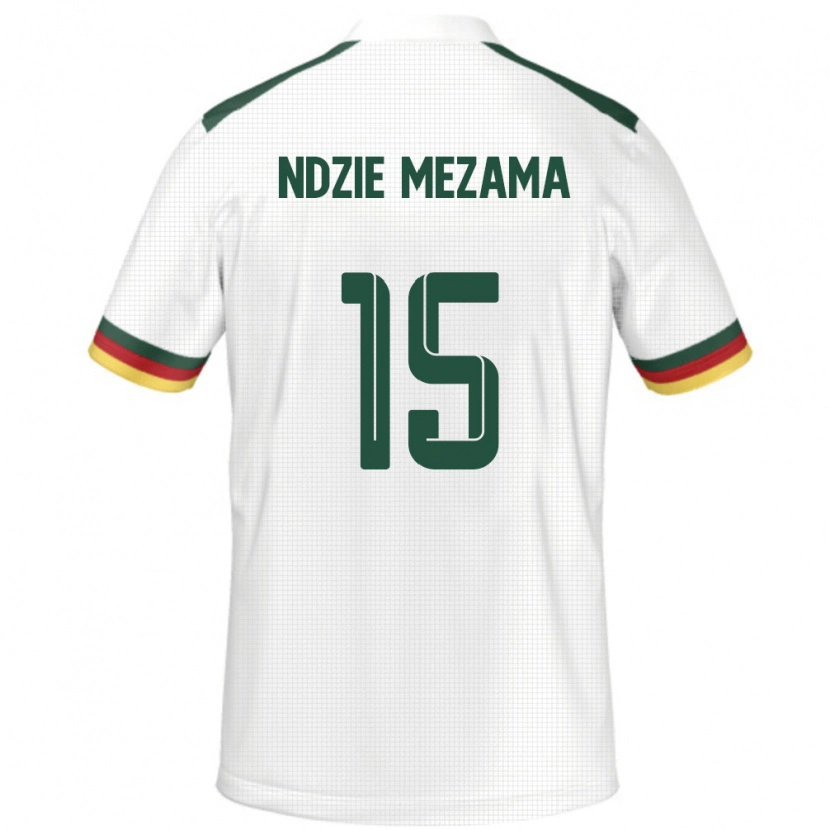 Danxen Uomo Maglia Camerun Fabrice Ndzie Mezama #15 Bianco Kit Gara Away 24-26 Maglietta