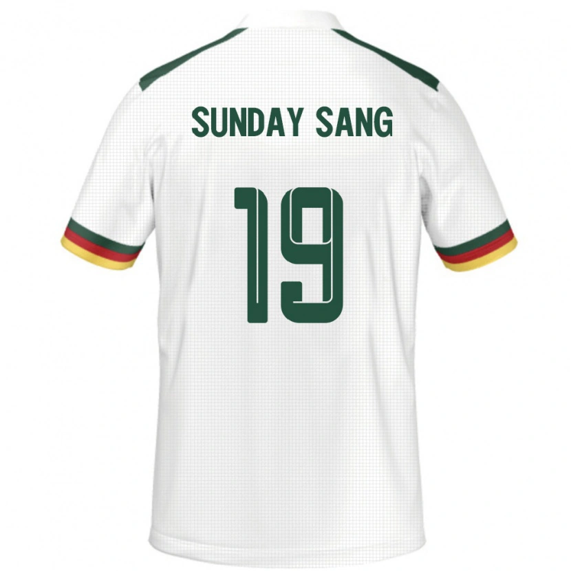 Danxen Uomo Maglia Camerun Junior Sunday Sang #19 Bianco Kit Gara Away 24-26 Maglietta