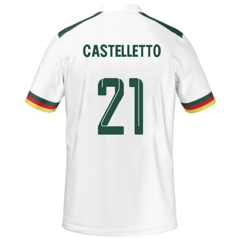Danxen Uomo Maglia Camerun Jean-Charles Castelletto #21 Bianco Kit Gara Away 24-26 Maglietta