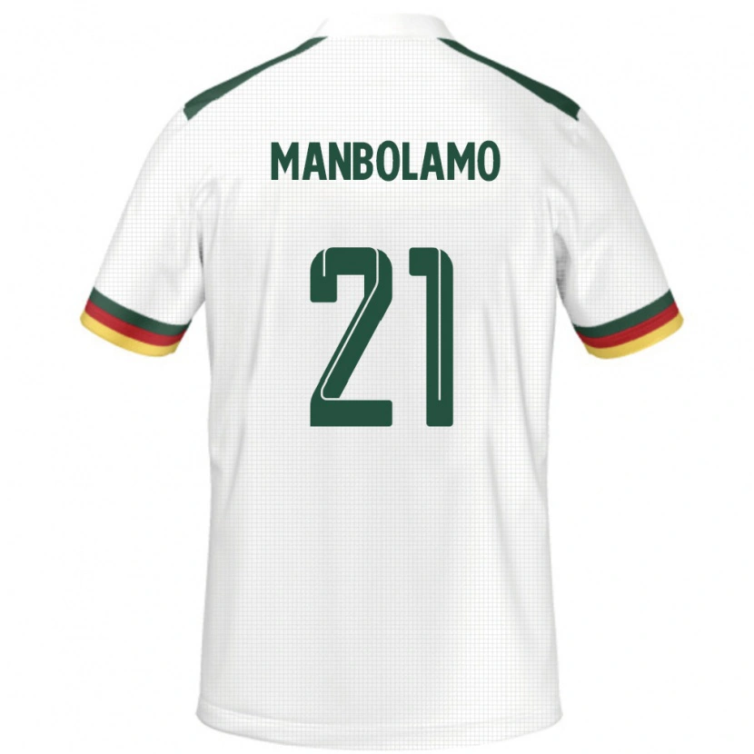 Danxen Uomo Maglia Camerun Eliane Manbolamo #21 Bianco Kit Gara Away 24-26 Maglietta