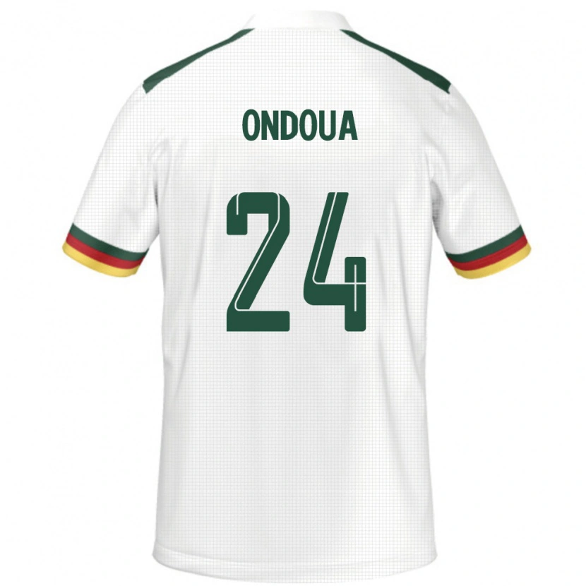 Danxen Uomo Maglia Camerun Gael Ondoua #24 Bianco Kit Gara Away 24-26 Maglietta
