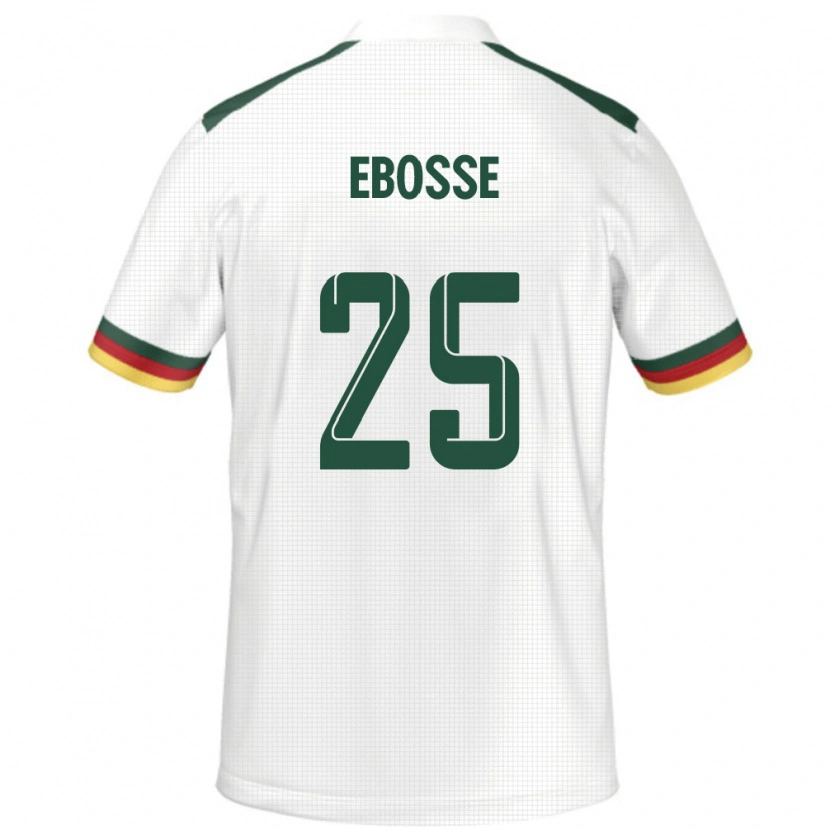 Danxen Uomo Maglia Camerun Enzo Ebosse #25 Bianco Kit Gara Away 24-26 Maglietta