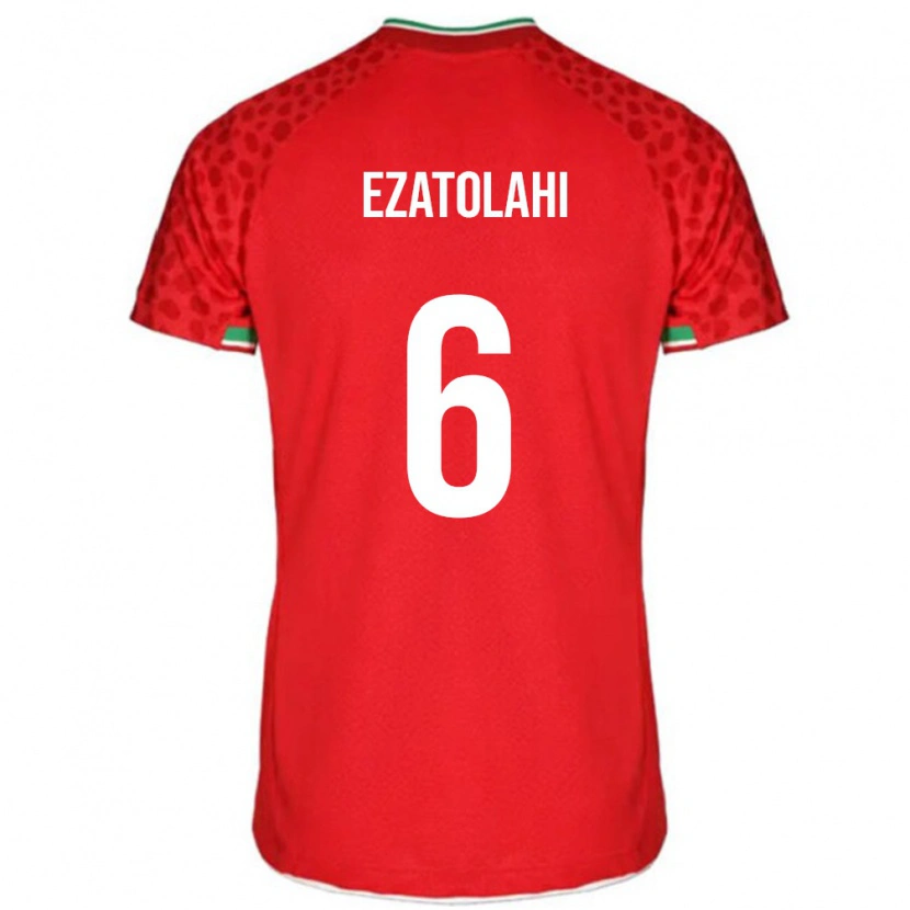 Danxen Uomo Maglia Iran Saeid Ezatolahi #6 Rosso Kit Gara Away 24-26 Maglietta