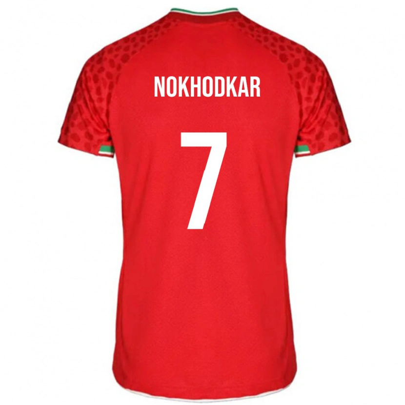 Danxen Uomo Maglia Iran Hossein Nokhodkar #7 Rosso Kit Gara Away 24-26 Maglietta