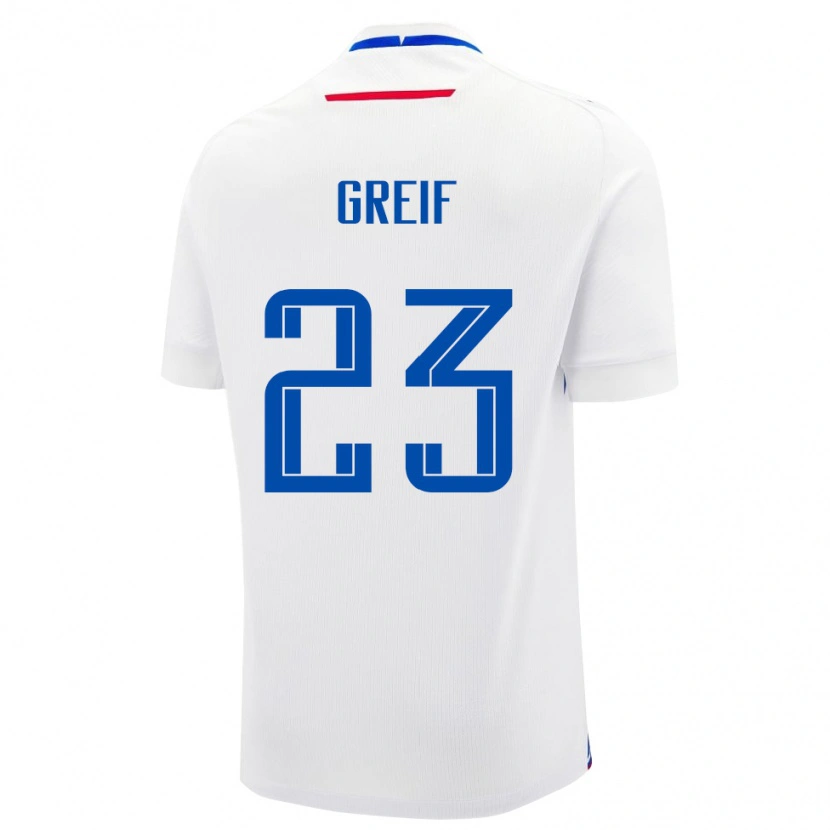 Danxen Uomo Maglia Slovacchia Dominik Greif #23 Bianco Kit Gara Away 24-26 Maglietta