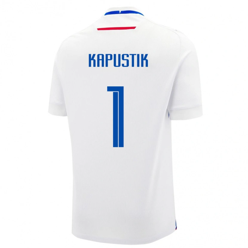 Danxen Uomo Maglia Slovacchia Simon Kapustik #1 Bianco Kit Gara Away 24-26 Maglietta