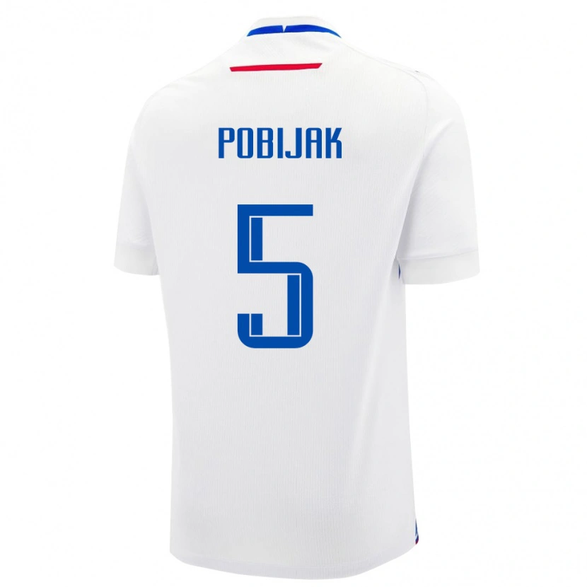 Danxen Uomo Maglia Slovacchia Simon Pobijak #5 Bianco Kit Gara Away 24-26 Maglietta