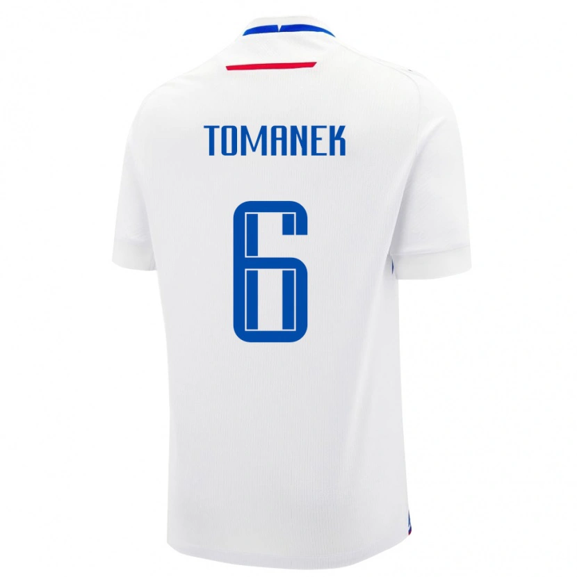 Danxen Uomo Maglia Slovacchia Robert Tomanek #6 Bianco Kit Gara Away 24-26 Maglietta