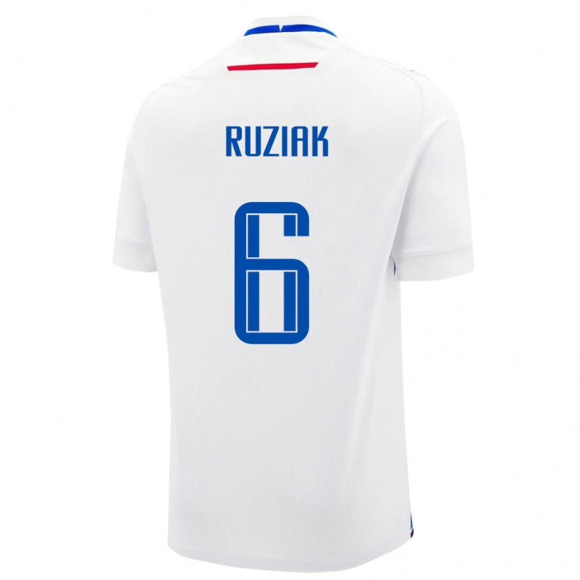 Danxen Uomo Maglia Slovacchia Miroslav Ruziak #6 Bianco Kit Gara Away 24-26 Maglietta