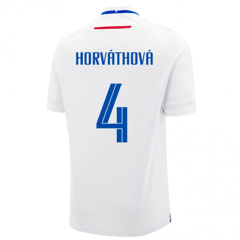 Danxen Uomo Maglia Slovacchia Andrea Horváthová #4 Bianco Kit Gara Away 24-26 Maglietta