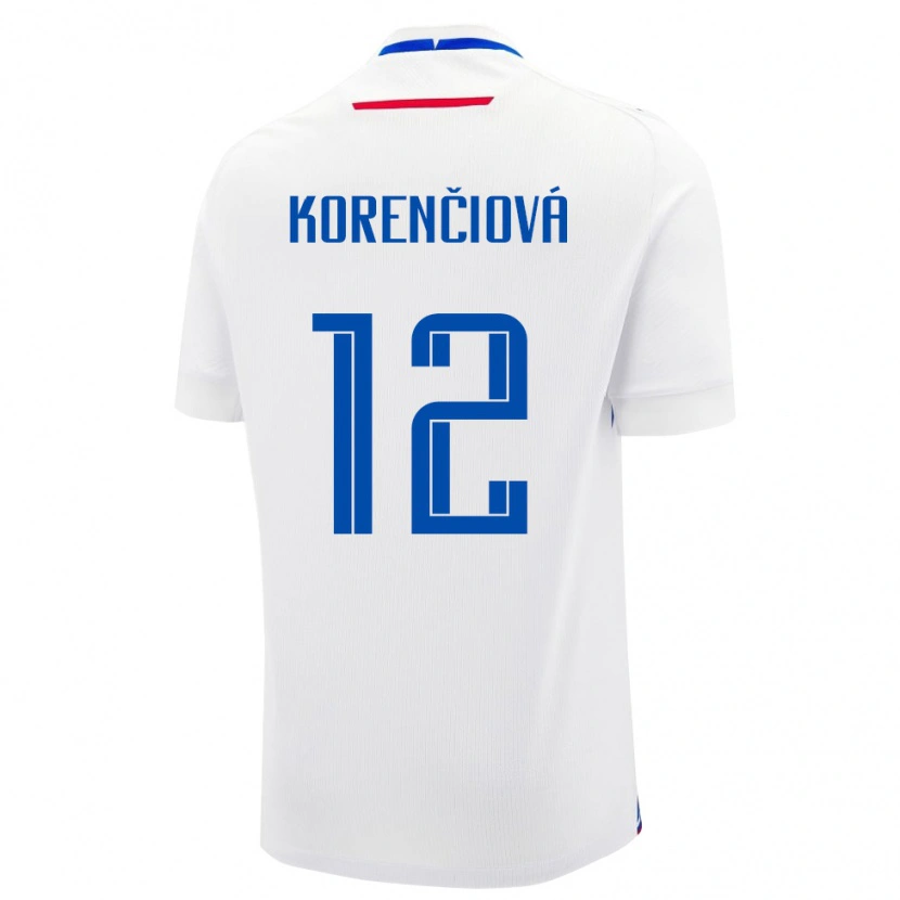 Danxen Uomo Maglia Slovacchia Mária Korenčiová #12 Bianco Kit Gara Away 24-26 Maglietta