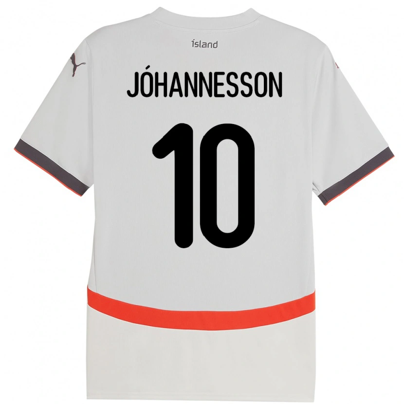 Danxen Uomo Maglia Islanda Ísak Jóhannesson #10 Bianco Kit Gara Away 24-26 Maglietta